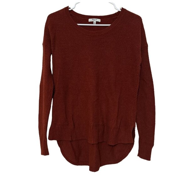 Madewell Waffle Knit Rust Orange Pullover Sweater High Low Woman's Size XS - Picture 3 of 7